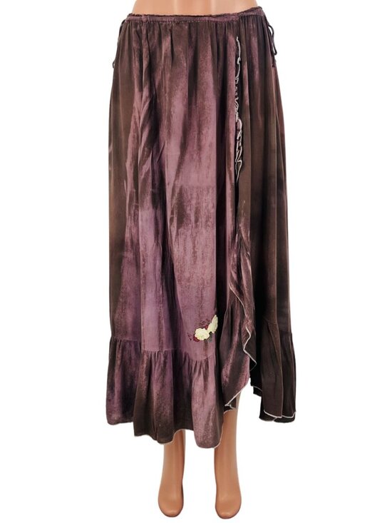 Vtg Free People Boho Embroidered Maxi Skirt| Boho Grunge Fairycore Dark Coquette - Picture 2 of 16